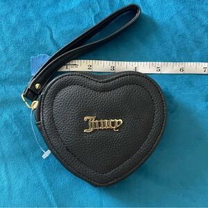 Juicy Couture Black Heart Wristlet with Gold Zipper